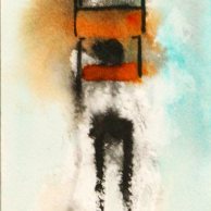The walking chair, Susana G López. Tinta china. Some abstractions with chinese ink and watercolors (cobalt turquoise and a kind of orange. Brand:Schmincke)